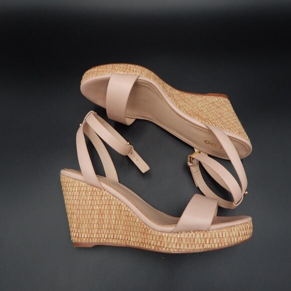 Aldo Legiwien-55 Nude Pink Espadrille Basketweave Wedge Ankle Strap Sz 8-1/2 - Picture 7 of 12